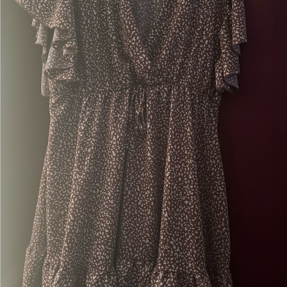 Brown and White Patterned Dress